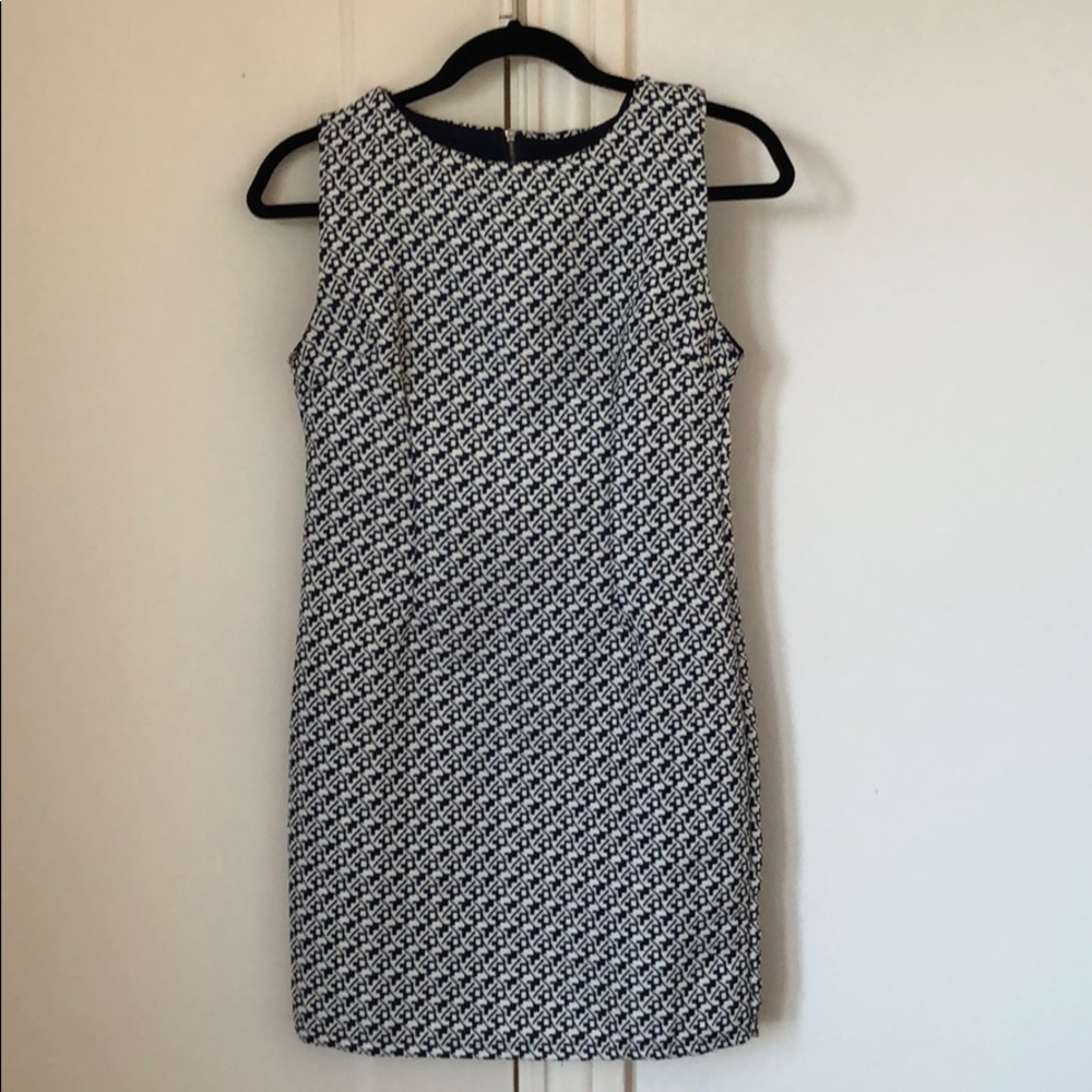 Navy and white pattern dress